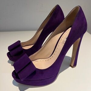 Miu Miu Purple Peep-Toe Bow Pumps size 38